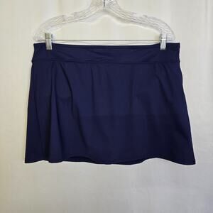 Lands' End Swim Skirt Bottoms Women's 14 Blue Built-In Brief